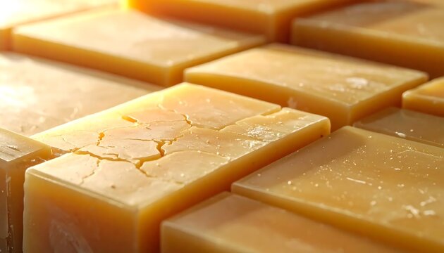 Freshly baked bread slices on wooden cutting board.