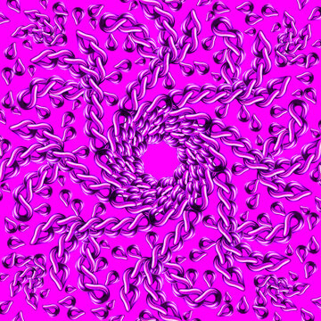 Vibrant purple metallic chain mandala pattern arranged in circular motion