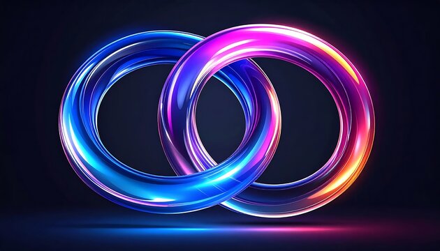 Vibrant abstract digital art with neon light swirls.
