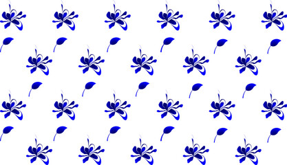 Abstract blue flower transparent PNG seamless pattern isolated for textile fabric print wrapping paper design. © HS 360