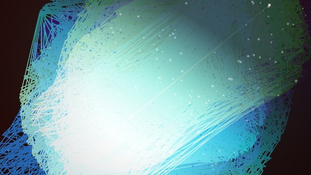 Abstract 3D Sapphire Cobalt Blue, Emerald Green and Amber Orange Quantum Chaos Strange Attractor Energy Ribbon Texture Background, 8K Ultra UHD