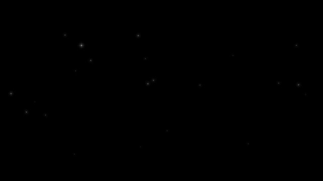 Glitter line transition animation magical dust trail white shining dust light white glitter sparkle with twinkling shimmer line effect doodle stars motion, black screen background, 4k loop video
