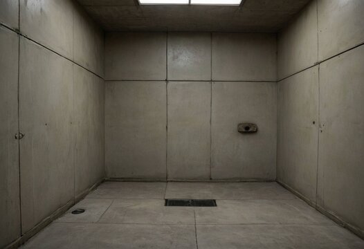 Minimalist Empty Room Interior with Skylight and Concrete Walls