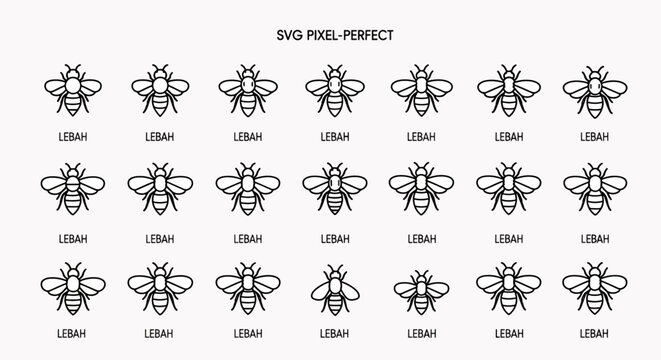 Bee vector illustration set, perfect for design elements, icons, logos, and graphic resources, svg pixel perfect