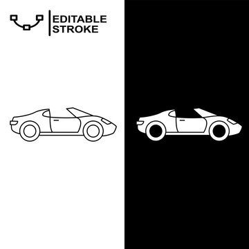 Car Convertible Sports Vehicle Vector Icon Set Line Glyph Silhouette Editable Stroke Automotive Road Transport