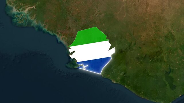 Sierra Leone map outline with flag motion video clip