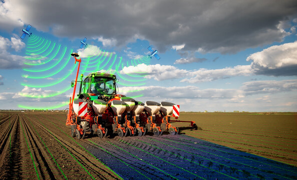 Tractor and seeder for sowing corn