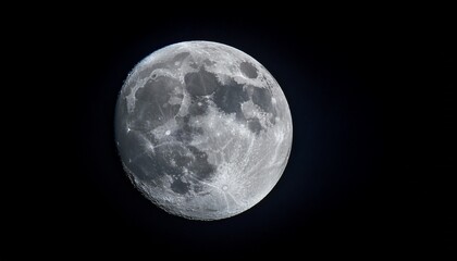 Fast Vollmond Als Freigestelltes Himmelsobjekt Mit Sichtbarer Mondoberflache