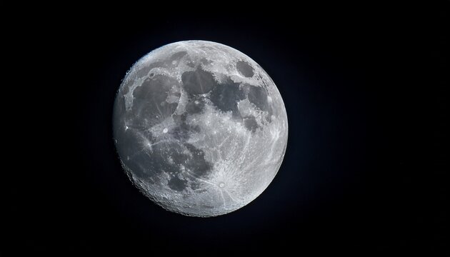 Fast Vollmond Als Freigestelltes Himmelsobjekt Mit Sichtbarer Mondoberflache