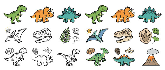 Cute Dinosaur Collection Isolated on Transparent Background © tingkhir