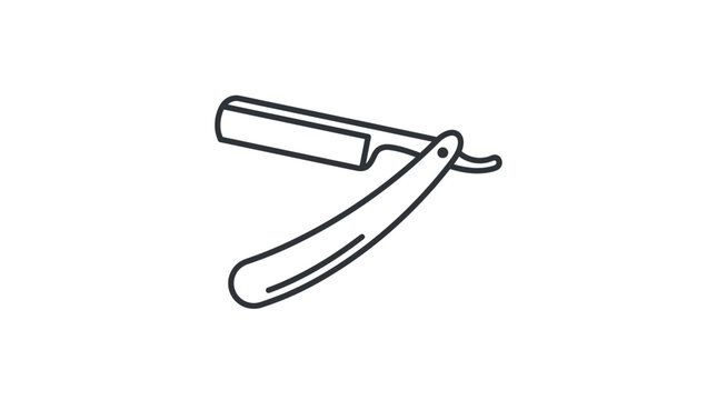 Isolated Straight Razor Icon Line Art