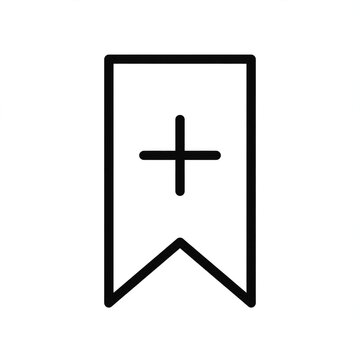 Simple Bookmark Icon with Plus Symbol for Adding New Entries.