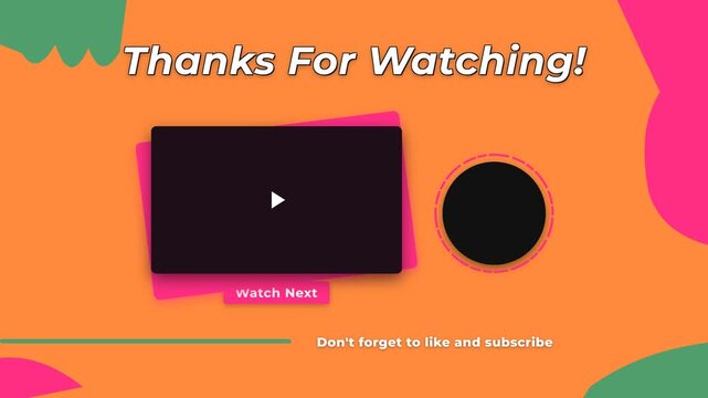 Outro end screen template with play button and call to action for social media video channel
