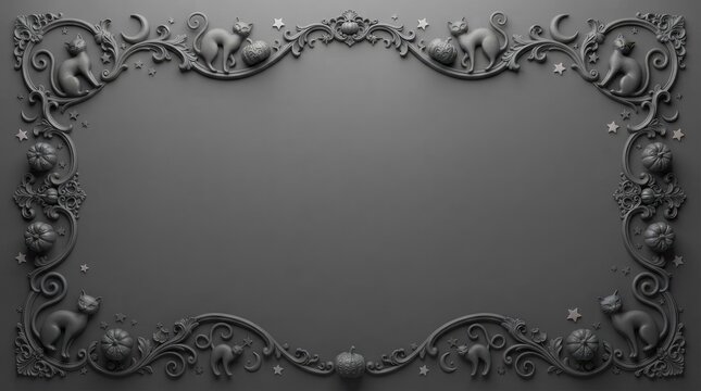 Ornate baroque stone frame with angel sculptures and floral decorations