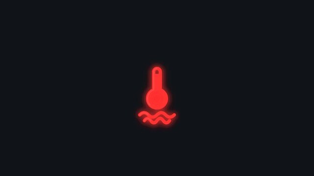 Car Engine Coolant Temperature Red Warning Light Symbol