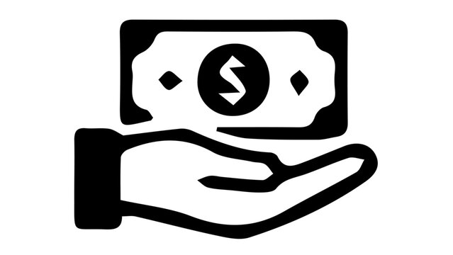 Hand Holding Money Bill Vector Icon, Cash Finance Symbol, Paycheck Salary Graphic, Payment Transaction Logo, Earnings Wallet Illustration Flat Design