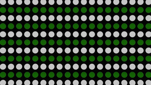 Green and white dot rows on black