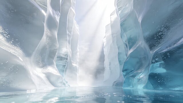 Abstract featuring teal and icy blue ice walls background