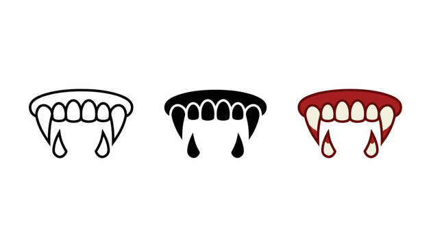 Set of vampire teeth icons