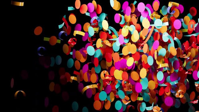 Multicolored paper pieces create an energetic cheerful celebratory scene