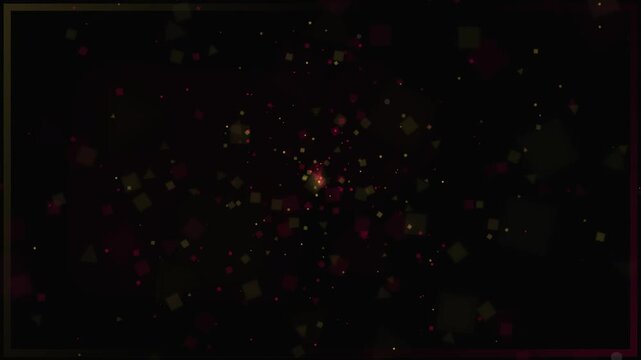 Abstract Geometric Explosion Motion Background with Glowing Pink and Yellow Shapes