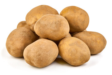 Fototapeta premium Pile of Fresh Russet Potatoes on White Background