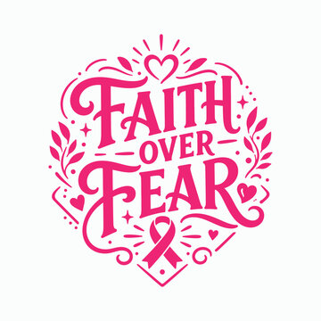 Faith Over Fear Inspirational Pink Typography