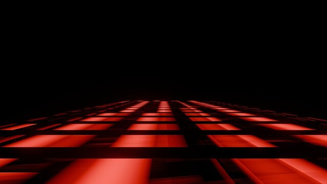 Red glowing rectangular floor grid in perspective