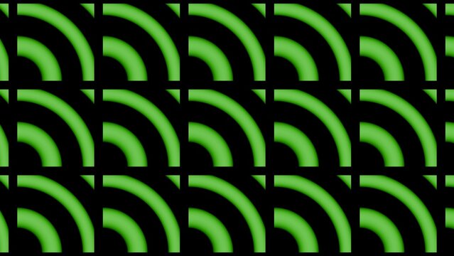 Neon green semicircle tiles on black