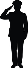 Fototapeta premium Military salute silhouette vector. Saluting soldier vector icon
