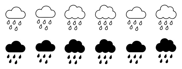 Obraz premium rain cloud weather icon vector silhouette