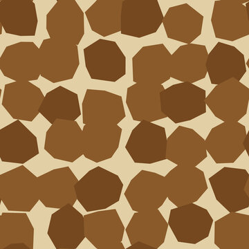 Giraffe print seamless pattern animal skin spots tan brown background