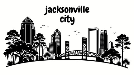 Obraz premium jacksonville city skyline urban architecture downtown landmark travel tourism america usa landscape metropolitan business culture modern historic destination famous district with st johns river florid