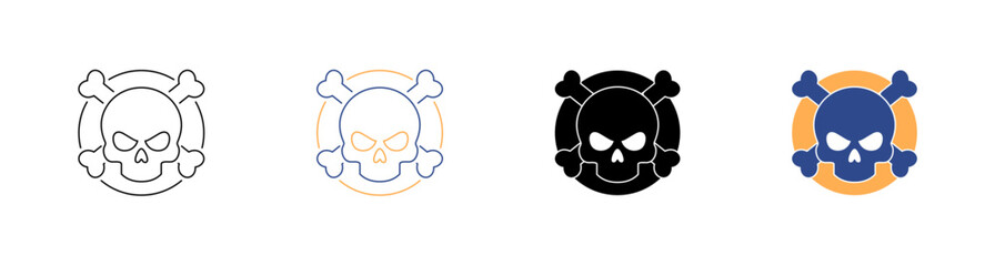 Naklejka premium Elimination Skull Crossbones and Headshot Kill Symbol Vector Icon Pack Illustration