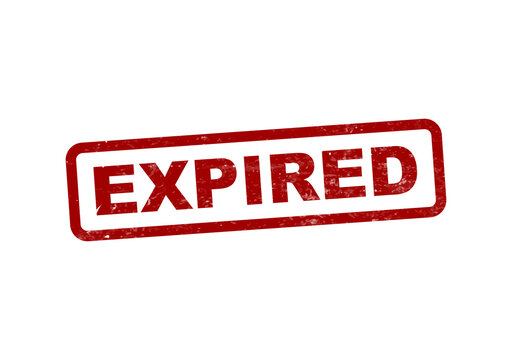 Red expired stamp seal on white background isolated on transparent background