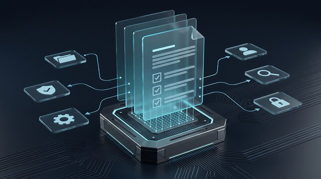 Cyber Security Document Management System With Data Protection Icons