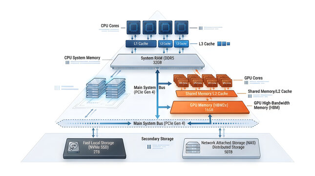 Computer system architecture pcie bus diagram illustration
