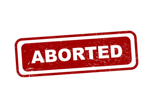 Red aborted stamp or label with bold text isolated on transparent background