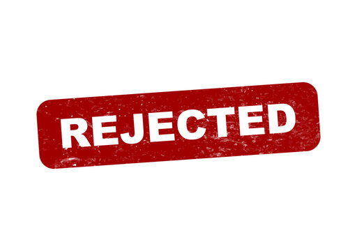 Red rejected stamp on white background isolated on transparent background