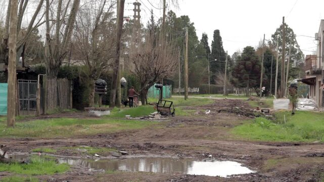 Dirt Road And Unpaved Street In Suburban Neighborhood Of Moron Buenos Aires Province, Argentina