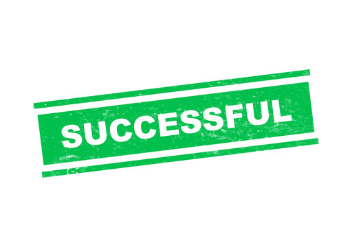 Green successful stamp with bold text isolated on transparent background