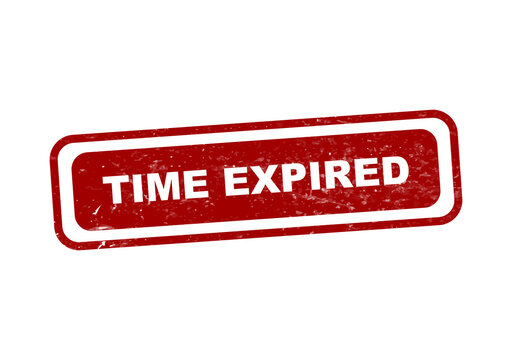 Red rectangular stamp with time expired text isolated on transparent background