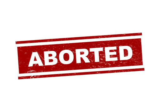 Red aborted stamp or badge with bold text isolated on transparent background