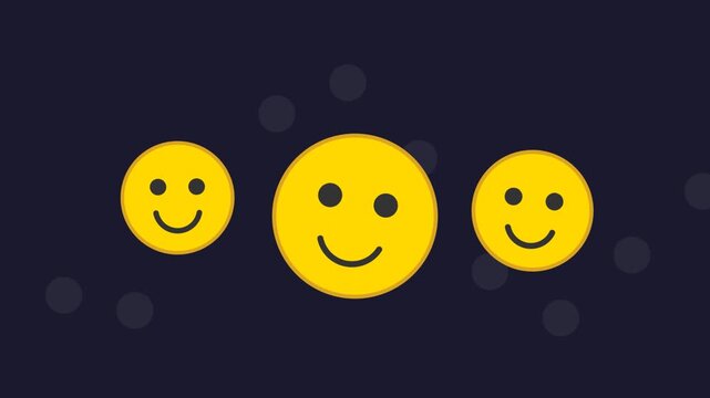Rows of yellow smiley face icons on dark blue background