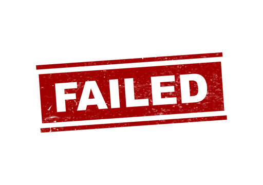 Red failed stamp or badge with bold text isolated on transparent background
