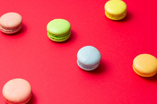 French dessert macaroons. Almond flour. National cuisine. Vegetarian food.
