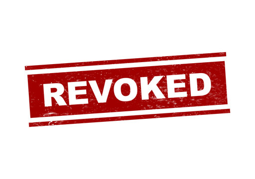 Red revoked stamp or badge with bold text isolated on transparent background