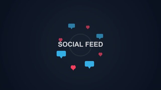 Social feed animation with heart and speech bubble icons