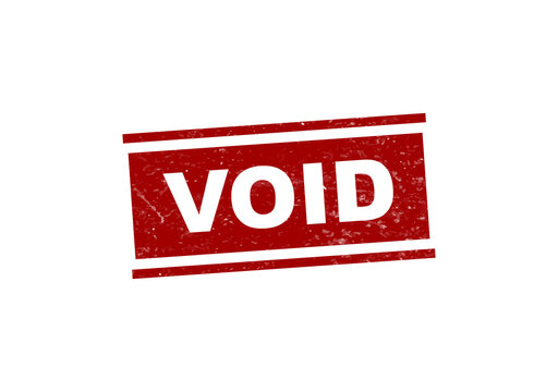 Red void stamp with bold white text isolated on transparent background