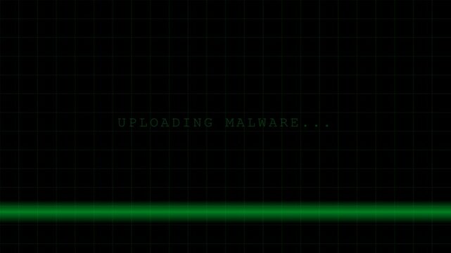 Retro computer terminal with hacking text and green scanlines